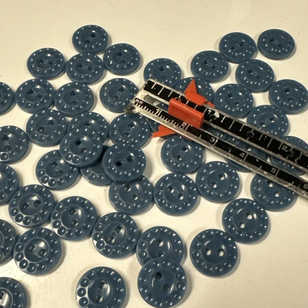 50 Shiny Dusty Blue Plastic Sew-through Buttons Almost 5/8